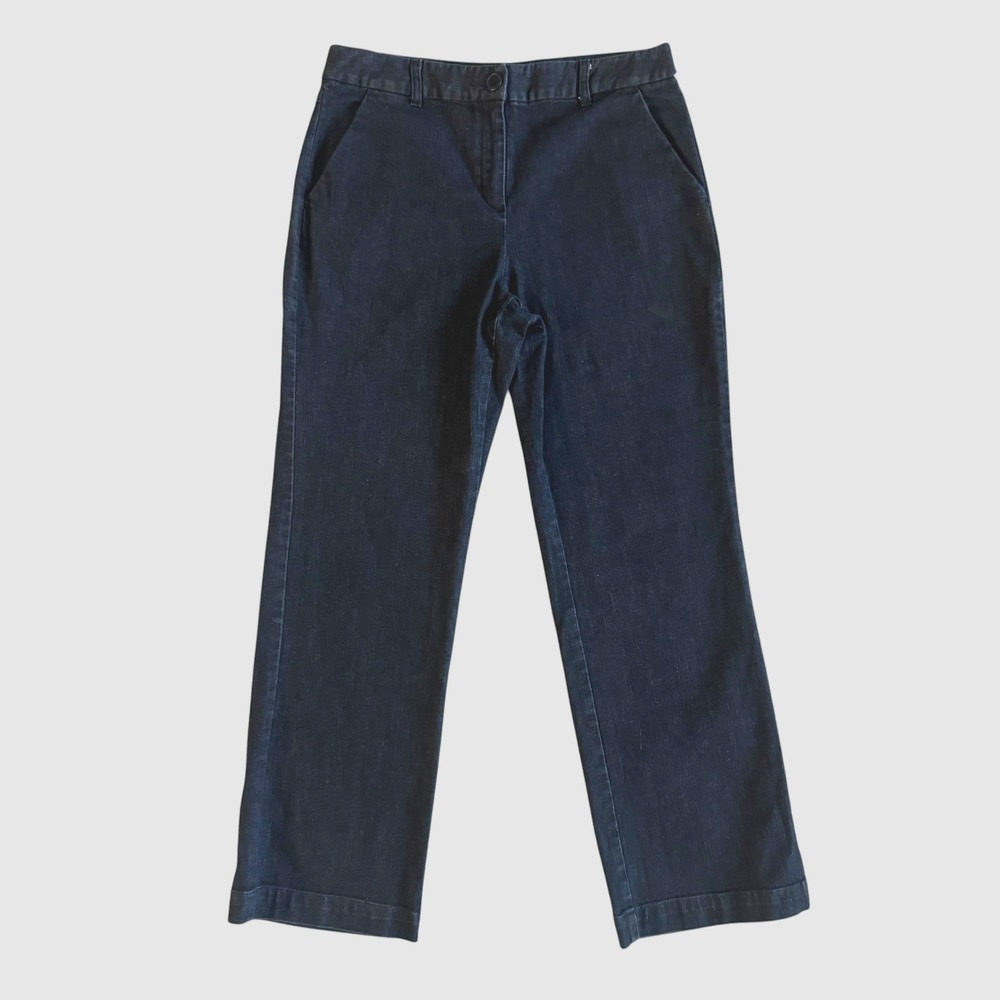 Talbots Petites Dark Wash Denim Trouser Jeans 10P Stretch Straight Leg Preppy
